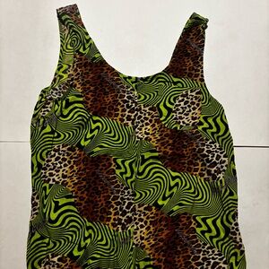 leopard / cheetah print & green printed romper from collusion